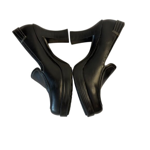 LEI Vintage Black Chunky Heels with Button Y2K 90's Womens Loafers Size 10 - Picture 5 of 9